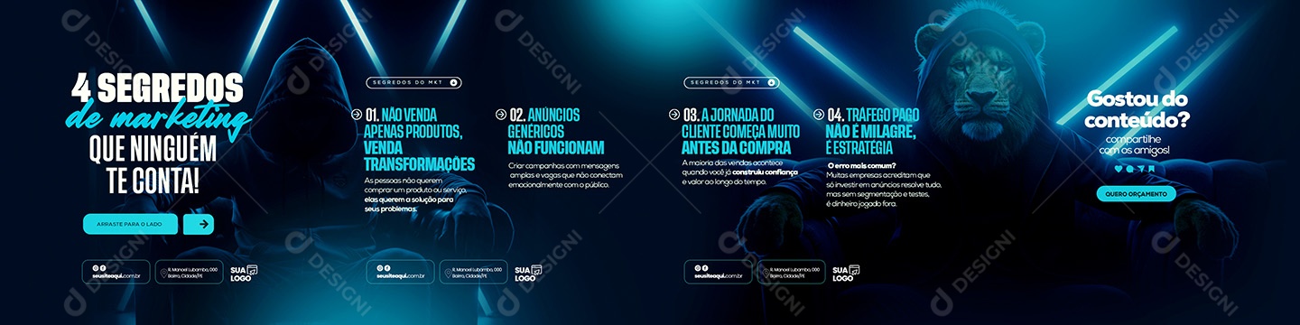 Carrossel Marketing Digital Gostou do Conteúdo Social Media PSD Editável