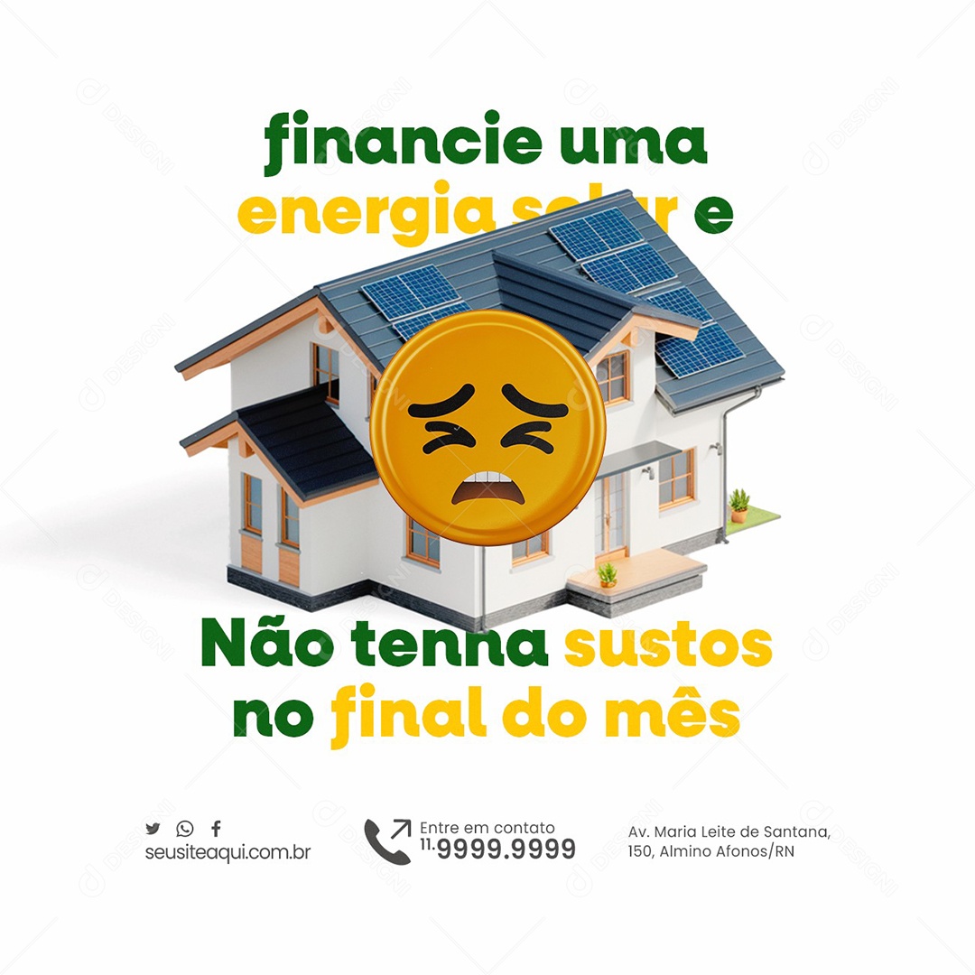 Financie Uma Energia Solar e Não Tenha Sustos no Final do Mês Social Media PSD Editável