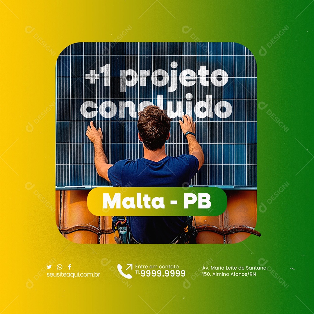 Energia Solar Mais Um Projeto Concluido Social Media PSD Editável