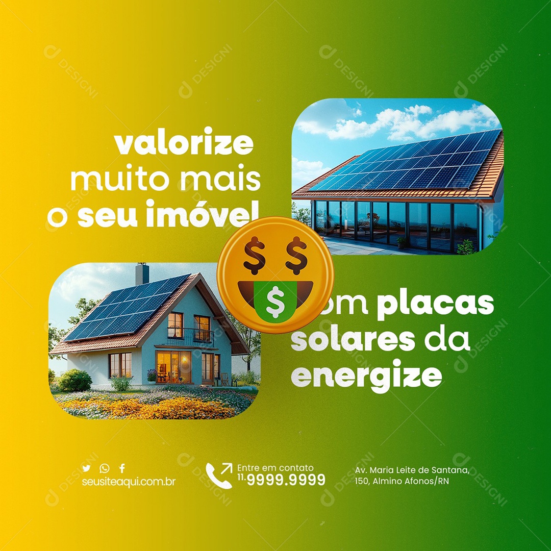 Energia Solar Valorize Muito Mais o Seu Imóvel Social Media PSD Editável