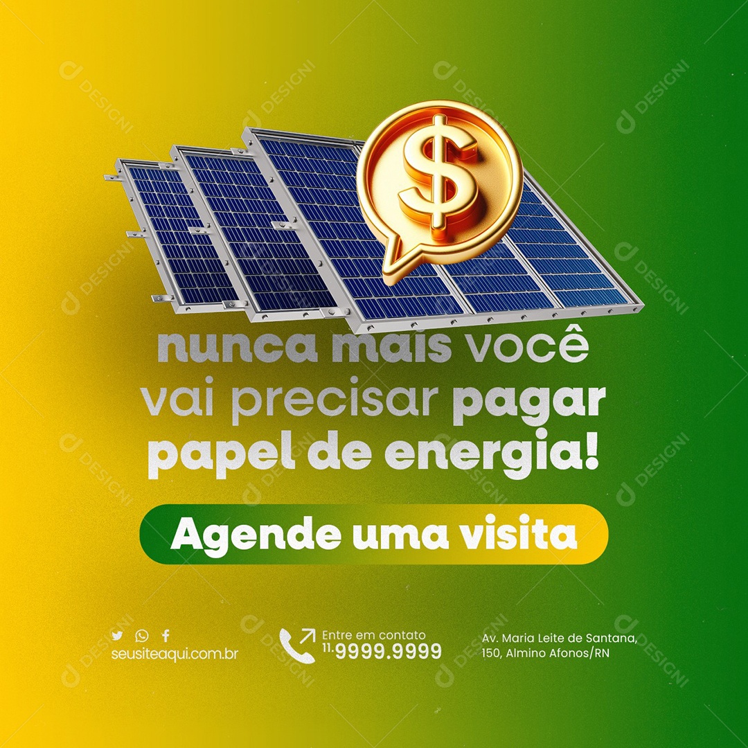 Energia Solar Agende Uma Visita Social Media PSD Editável