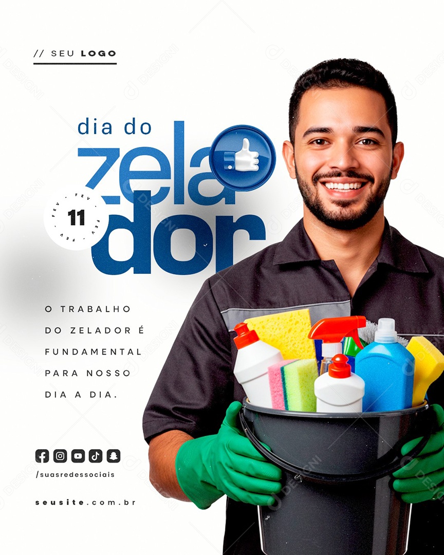Social Media Dia do Zelador 11 de Fevereiro PSD Editável