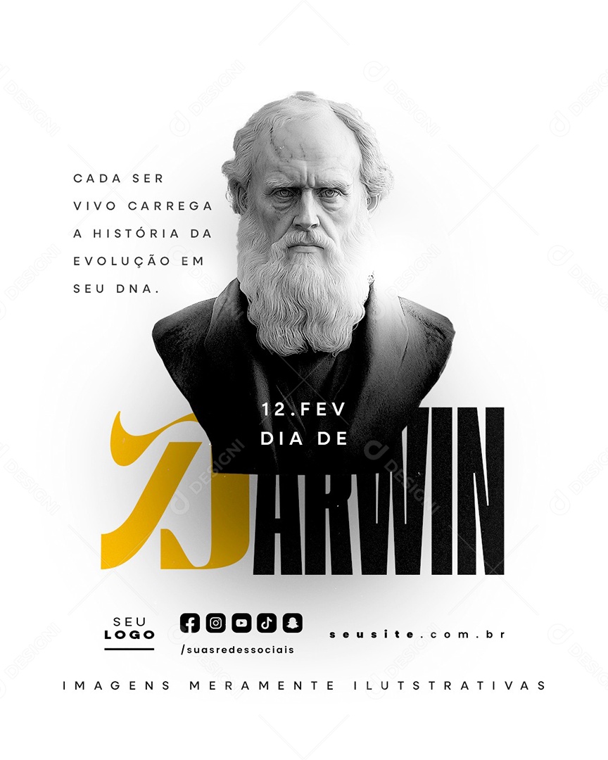 Dia De Darwin 12 de Fevereiro Evolução Em Seu DNA Social Media PSD Editável