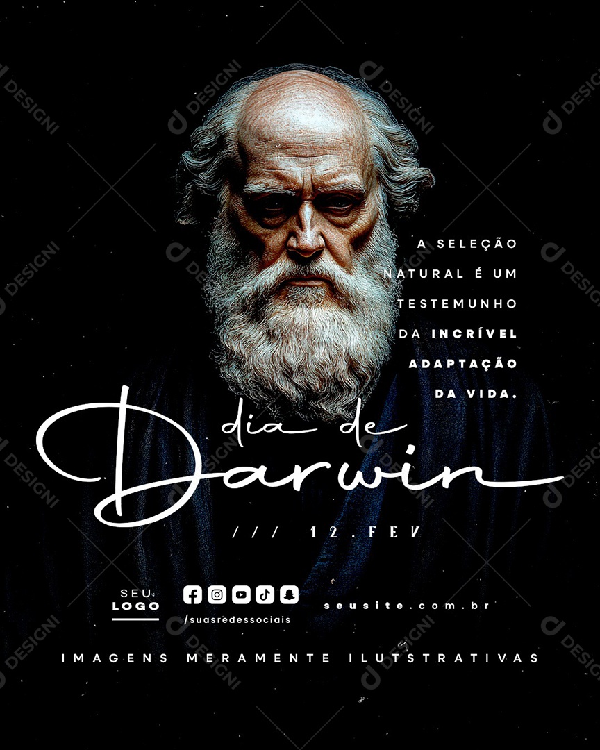 Dia De Darwin 12 de Fevereiro A Seleção Natural Social Media PSD Editável