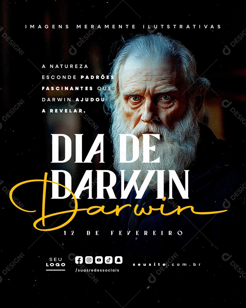 Dia De Darwin 12 de Fevereiro A Natureza Esconde Padrões Fascinantes Social Media PSD Editável