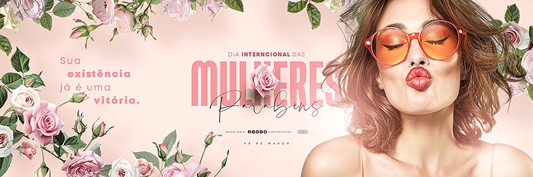 Carrossel Dia Internacional Das Mulheres 08 de Março Parabéns Social Media PSD Editável