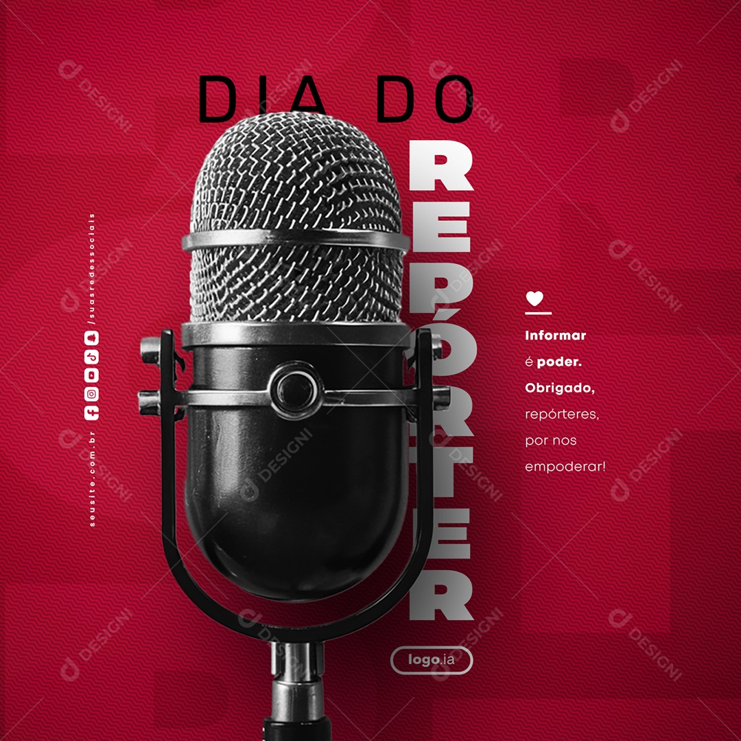 Dia do Repórter 16 de Fevereiro Informar é Poder Social Media PSD Editável