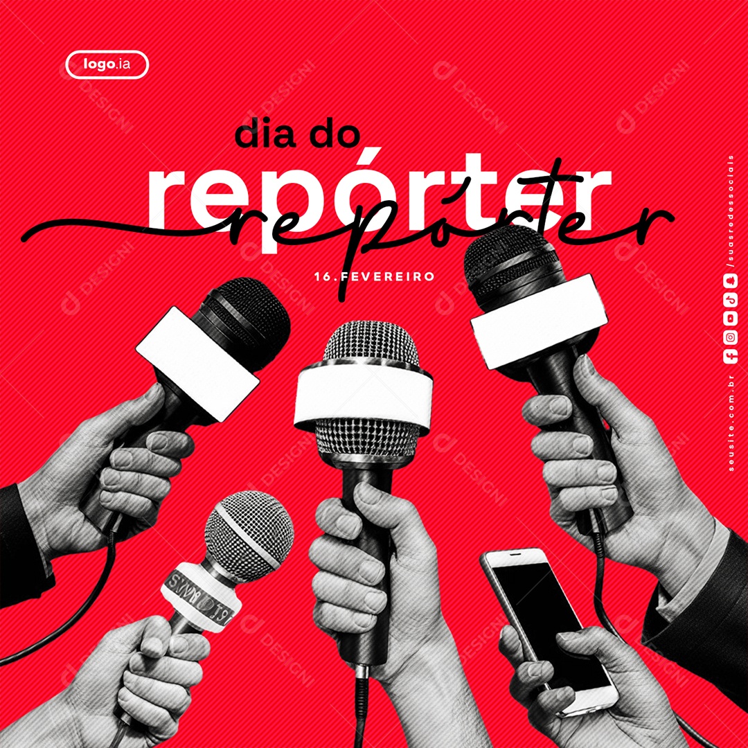Dia do Repórter 16 de Fevereiro Social Media PSD Editável
