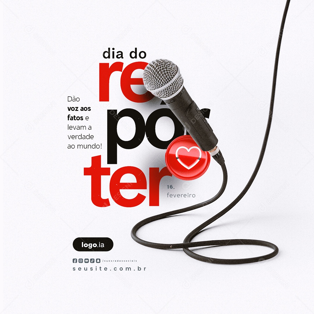 Dia do Repórter 16 de Fevereiro Dão Voz aos Fatos Social Media PSD Editável