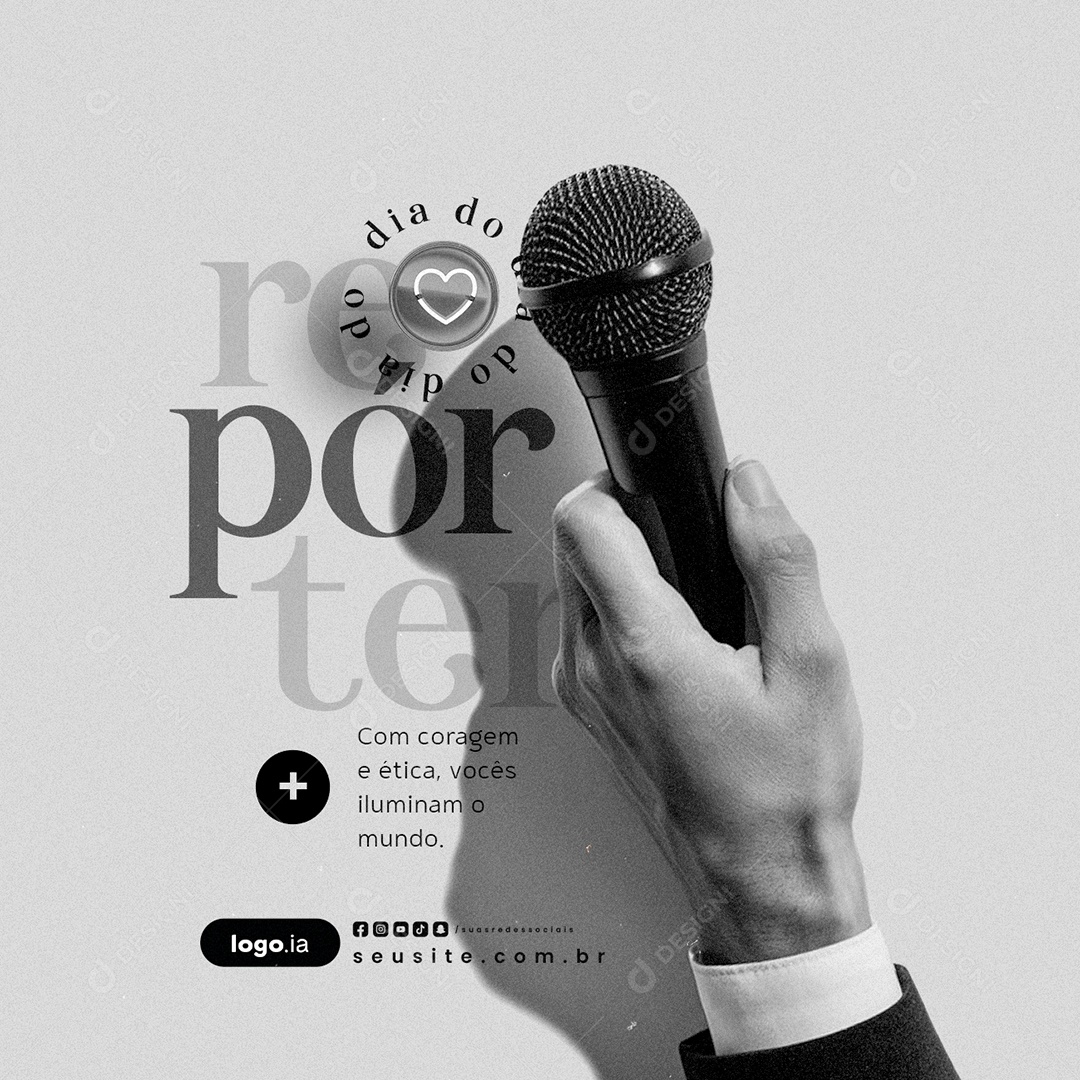 Dia do Repórter 16 de Fevereiro Com Coragem e Ética Social Media PSD Editável