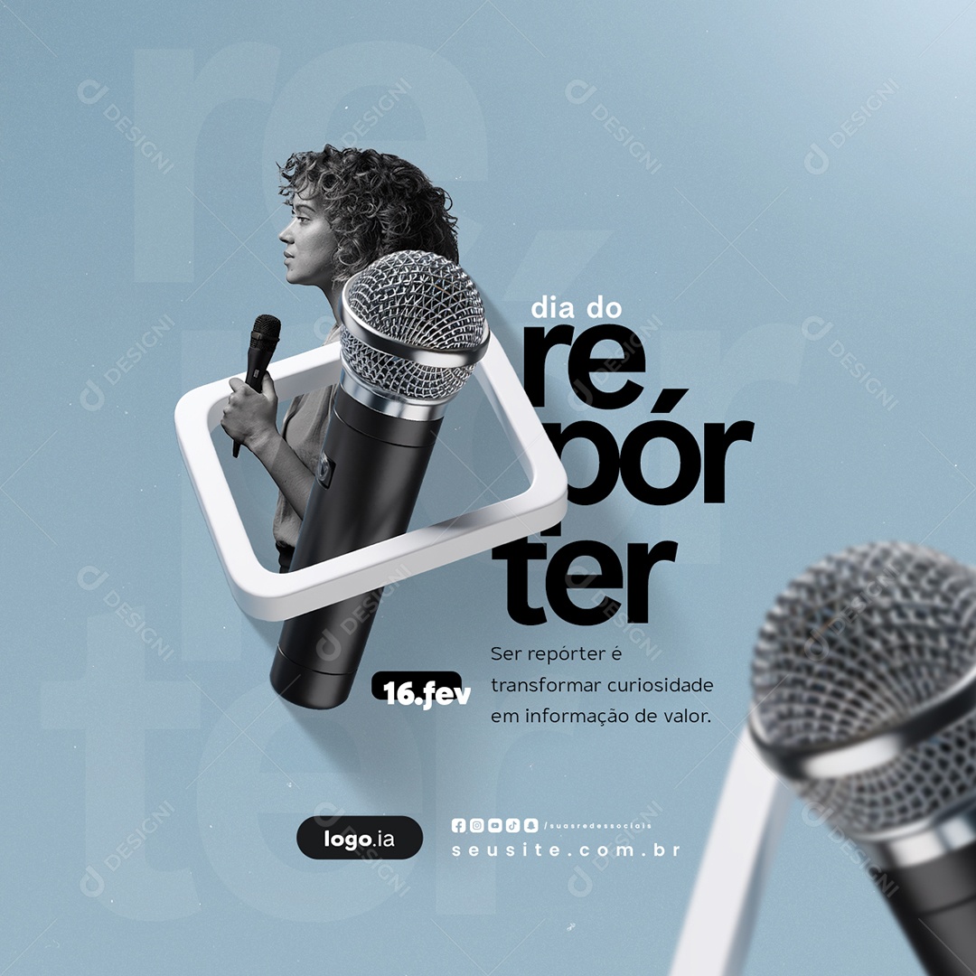 Dia do Repórter 16 de Fevereiro Social Media PSD Editável