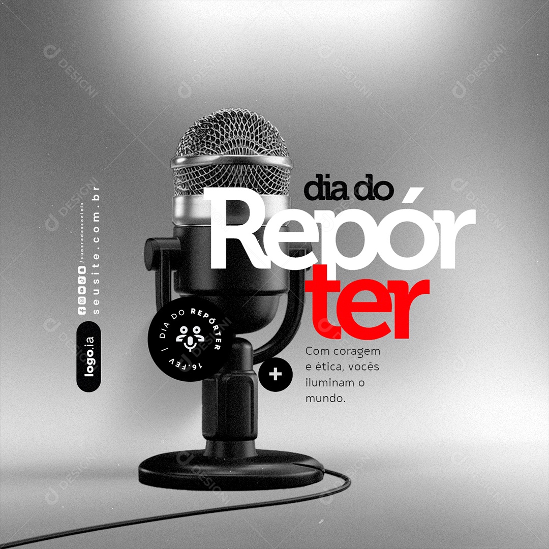 Dia do Repórter 16 de Fevereiro Com Coragem e Ética Social Media PSD Editável