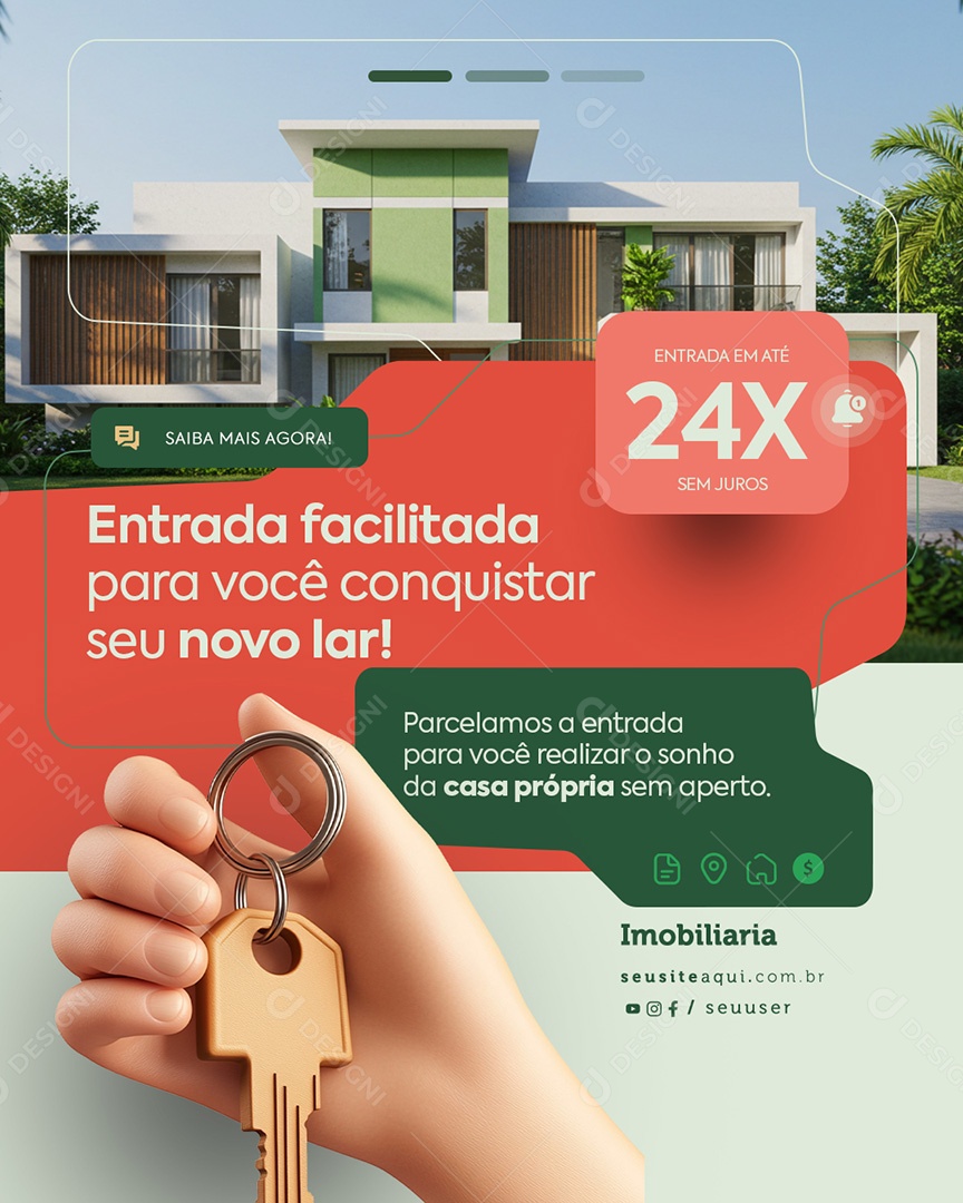 Imobiliária Entrada Facilitada Social Media PSD Editável