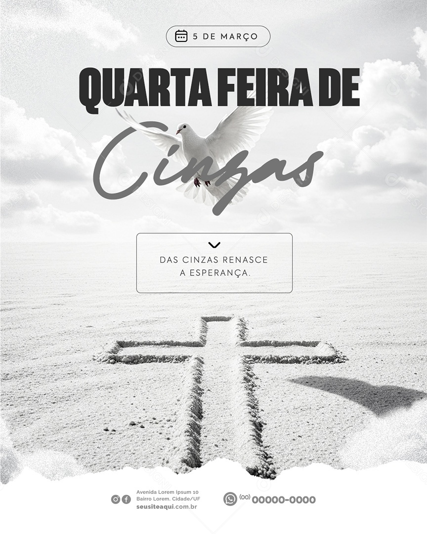 Quarta Feira de Cinzas 05 de Março Social Media PSD Editável