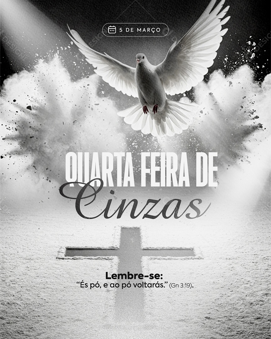 Quarta Feira de Cinzas 05 de Março Social Media PSD Editável