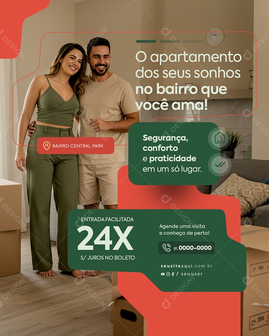 Imobiliária O Apartamento dos seus Sonhos Social Media PSD Editável