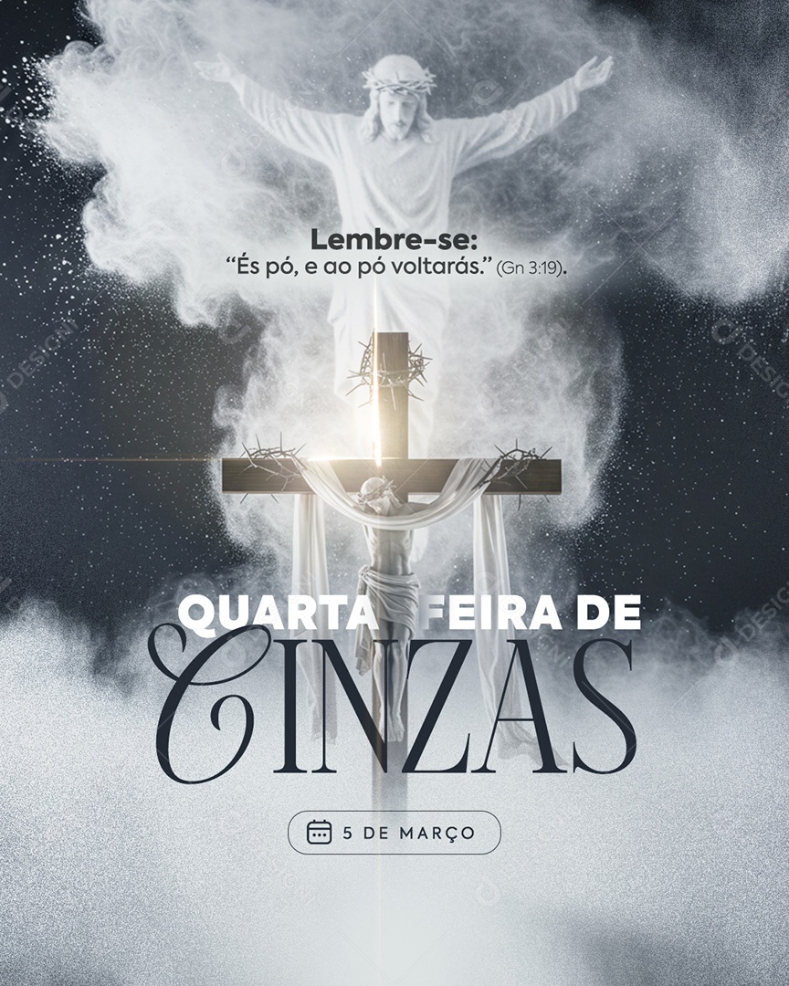 Quarta Feira de Cinzas 05 de Março Social Media PSD Editável
