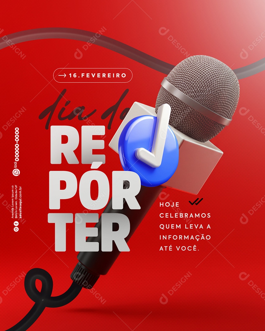 Dia do Repórter 16 de Fevereiro Social Media PSD Editável