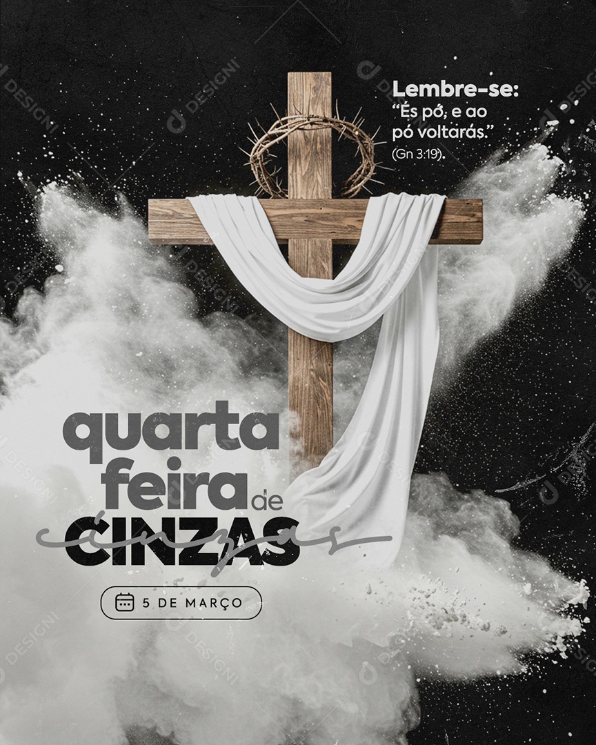 Quarta Feira de Cinzas 05 de Março Social Media PSD Editável