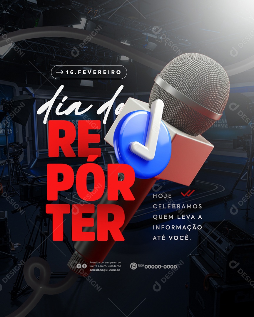 Dia do Repórter 16 de Fevereiro Social Media PSD Editável