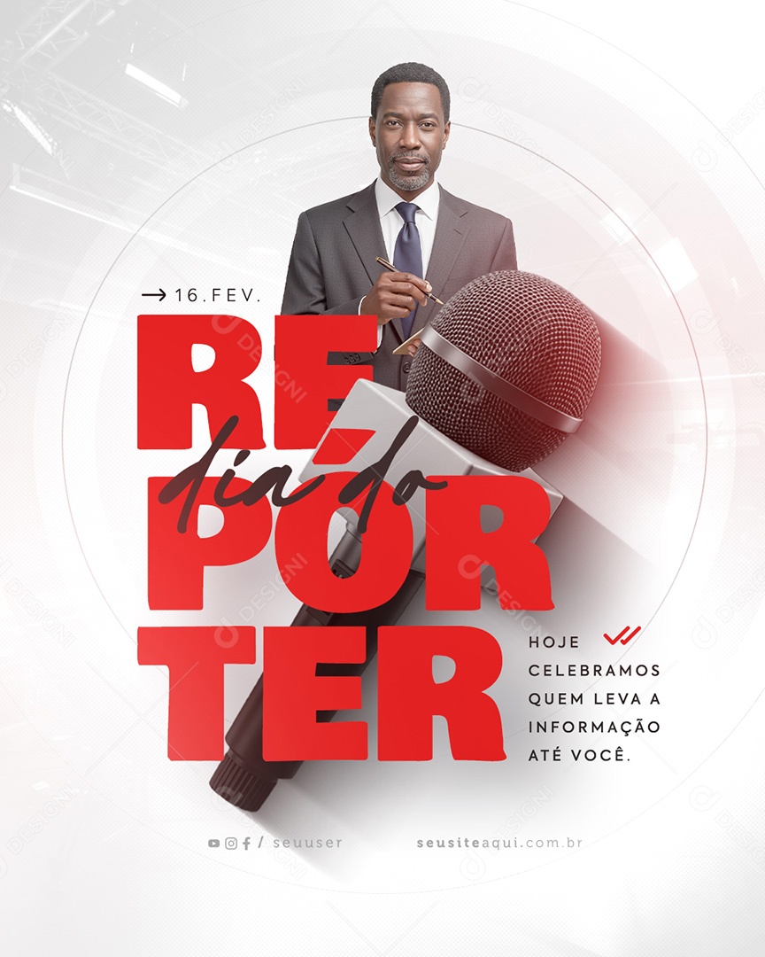 Dia do Repórter 16 de Fevereiro Social Media PSD Editável