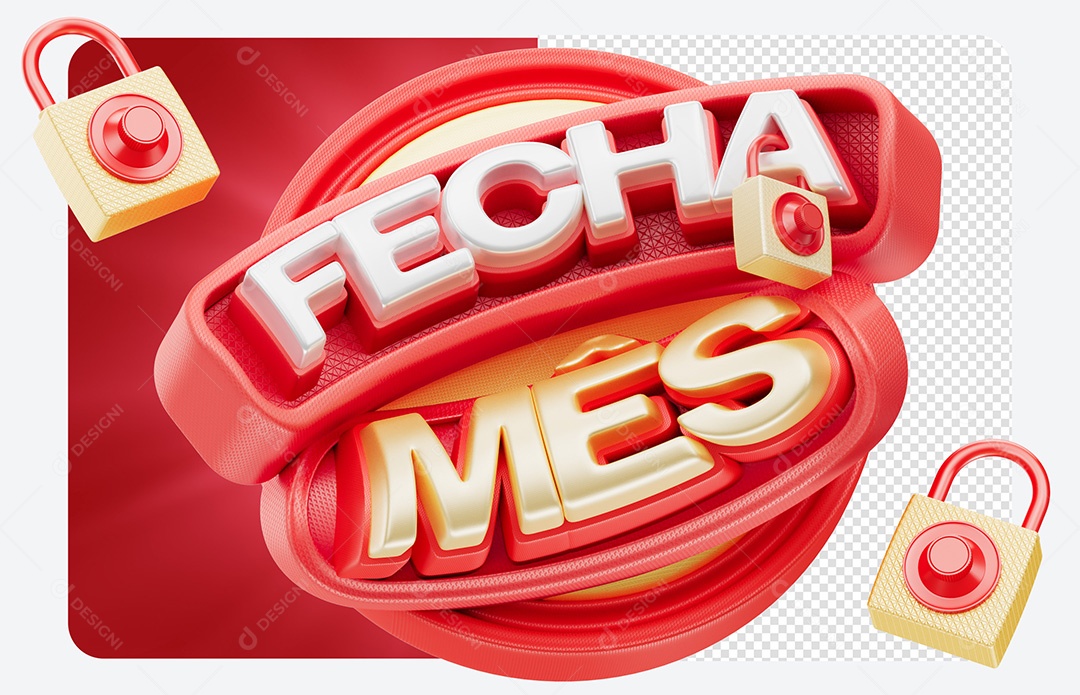 Fecha Mês Selo 3D  para Composição PSD
