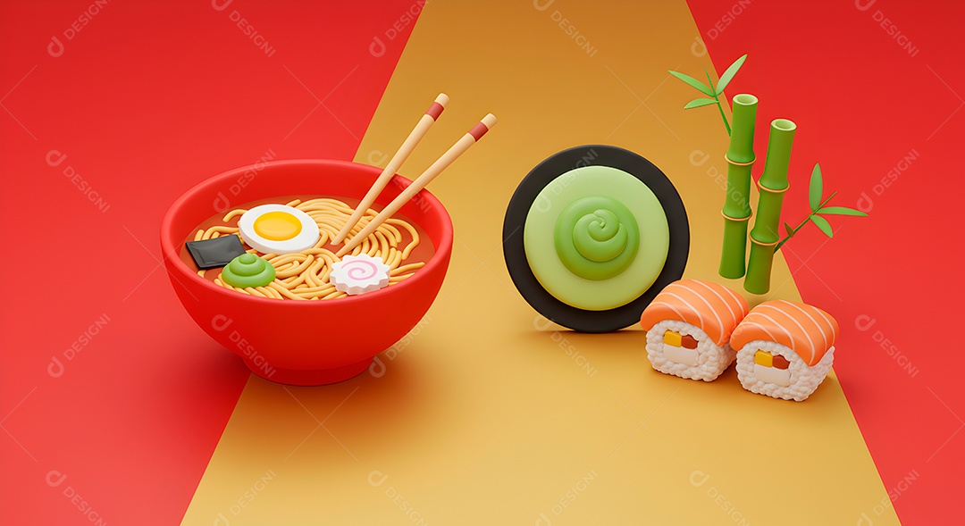 Fundo do modelo 3D sushi