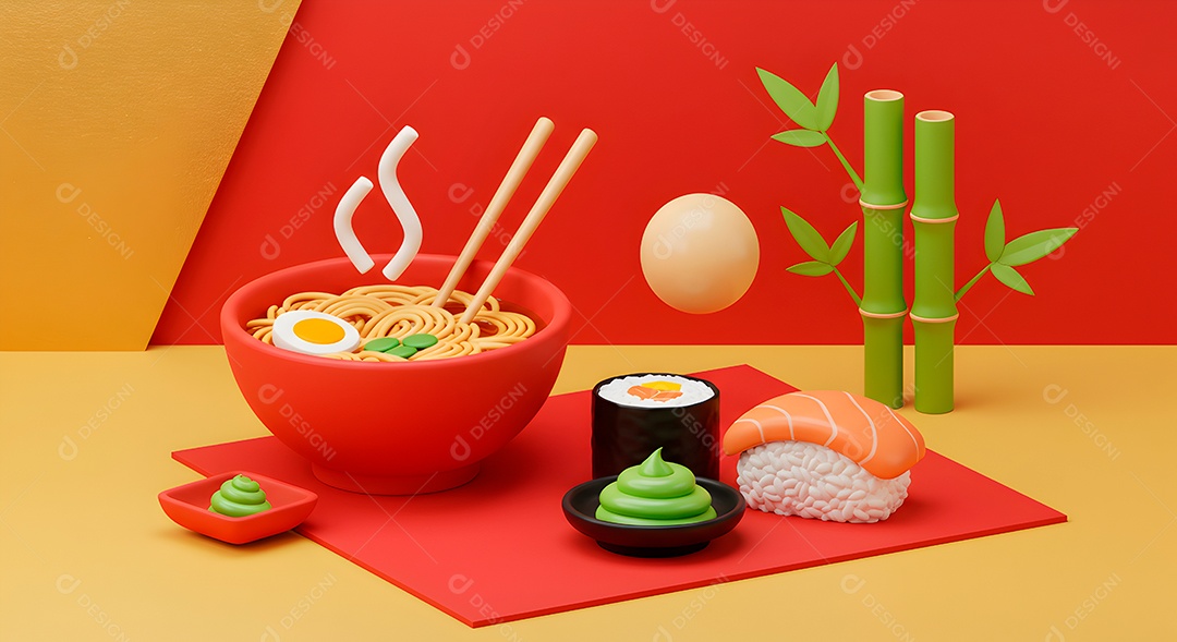 Fundo do modelo 3D sushi