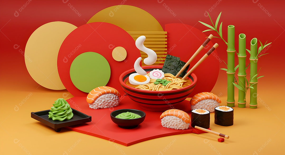 Fundo do modelo 3D sushi