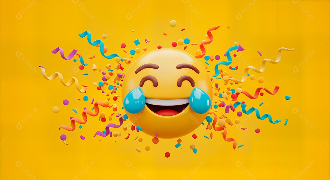 Emoji de carnaval em fundo amarelo