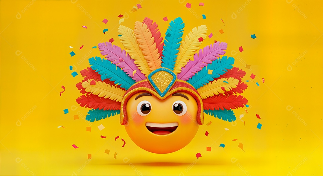 Emoji de carnaval em fundo amarelo