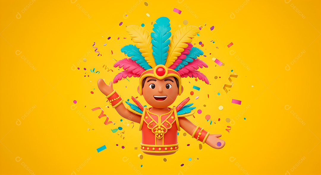 Emoji de carnaval em fundo amarelo