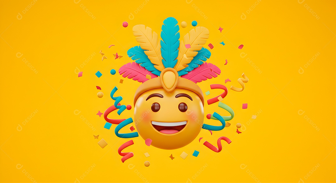 Emoji de carnaval em fundo amarelo