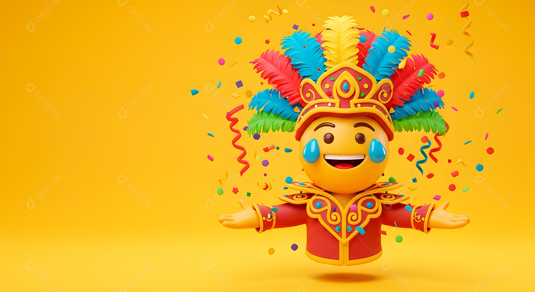 Emoji de carnaval em fundo amarelo