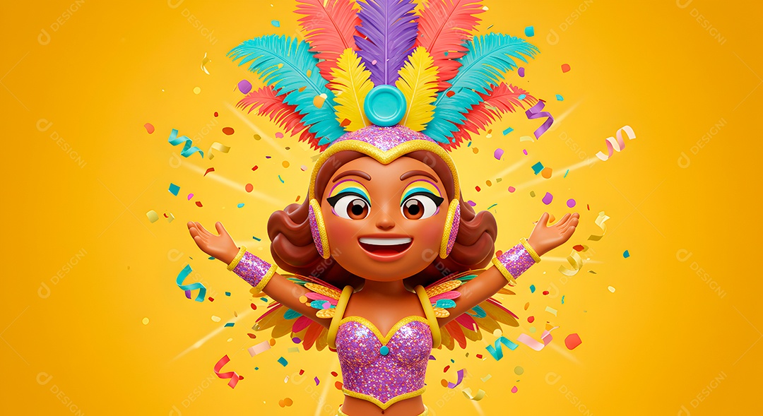 Emoji de carnaval em fundo amarelo