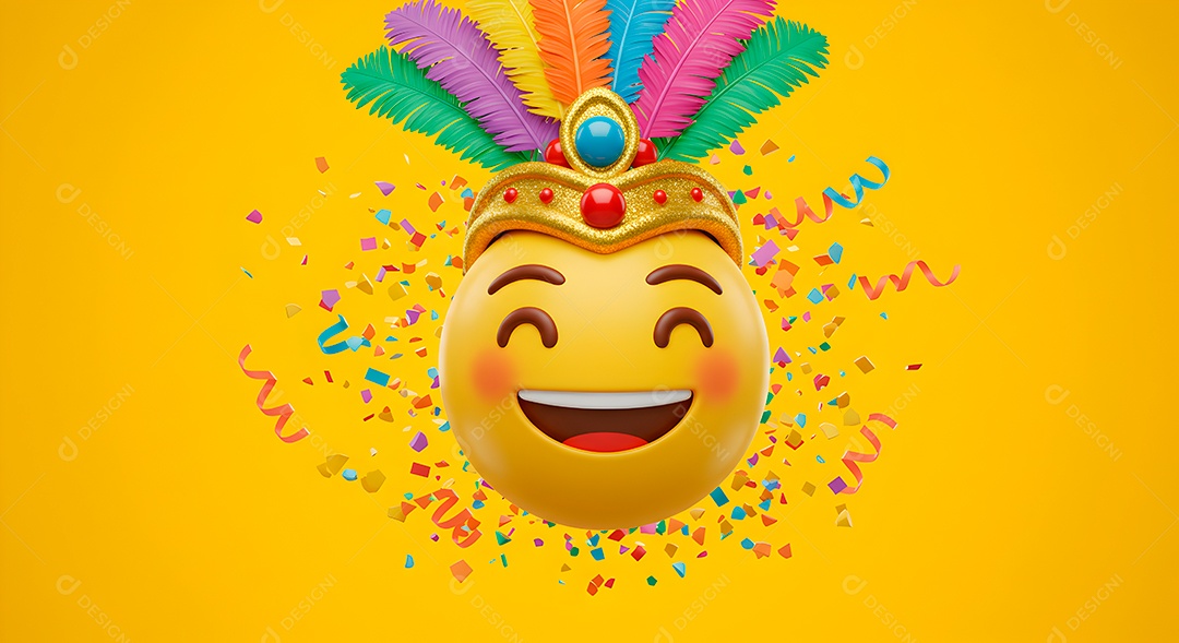 Emoji de carnaval em fundo amarelo
