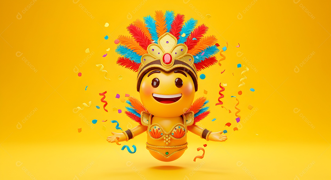 Emoji de carnaval em fundo amarelo