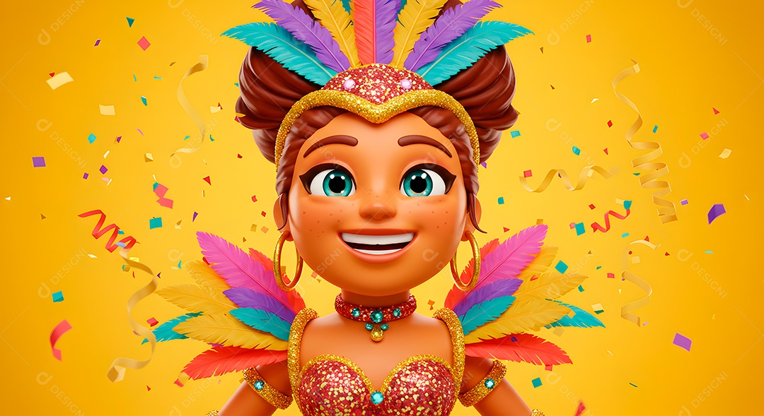 Emoji de carnaval em fundo amarelo