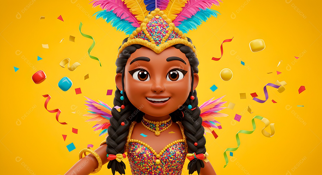 Emoji de carnaval em fundo amarelo