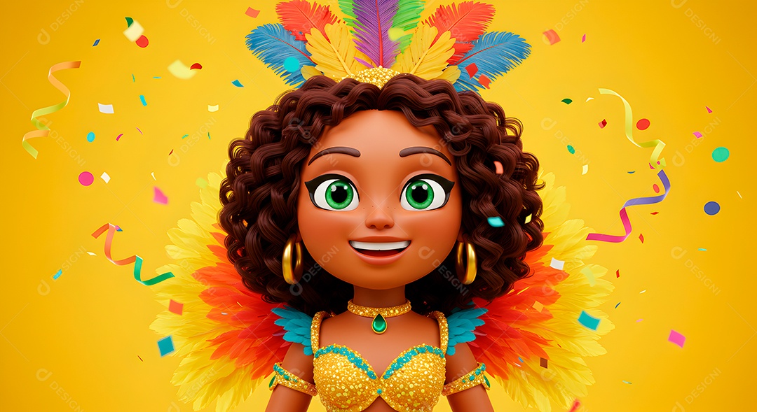 Emoji de carnaval em fundo amarelo