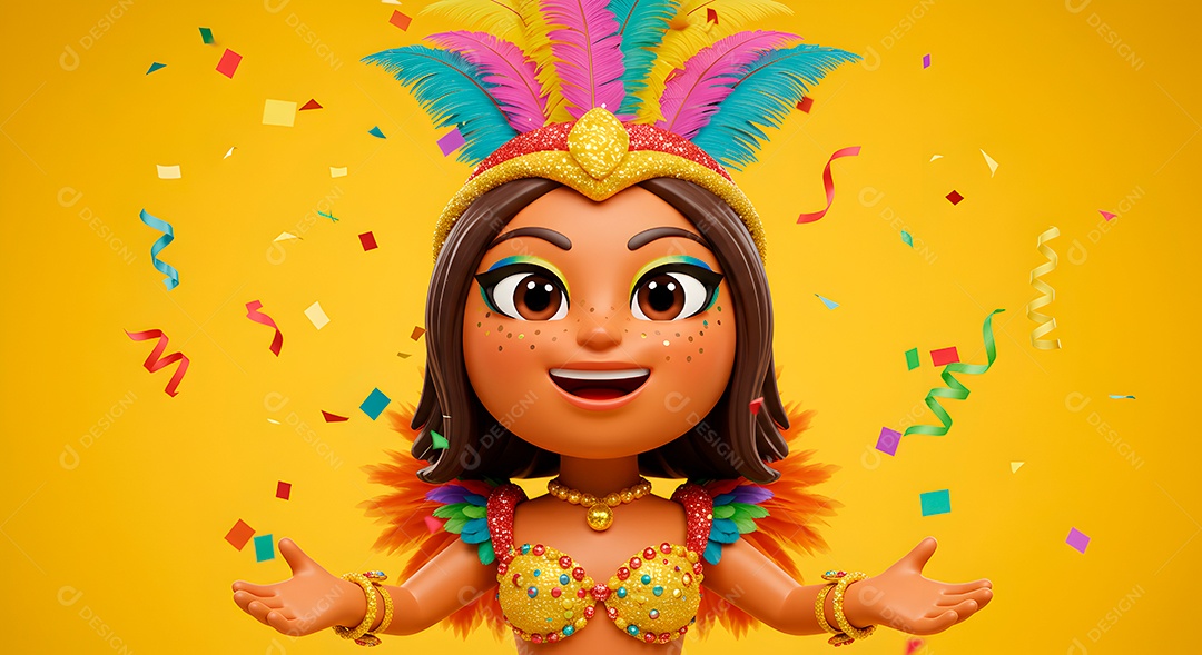 Emoji de carnaval em fundo amarelo