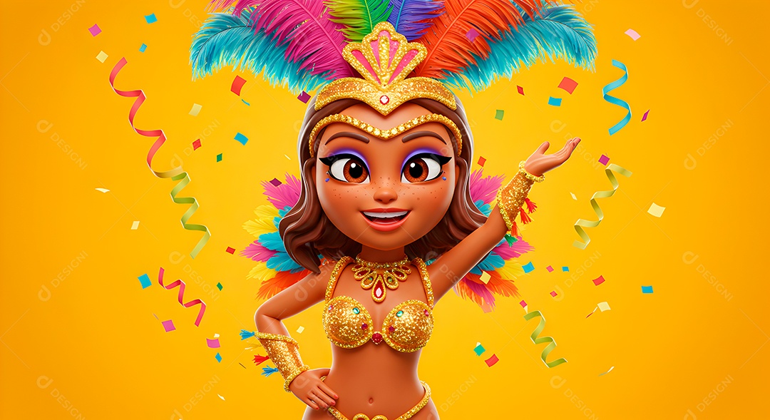 Emoji de carnaval em fundo amarelo