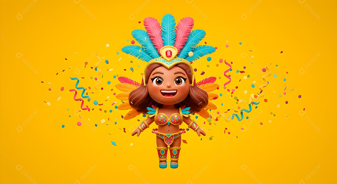 Emoji de carnaval em fundo amarelo