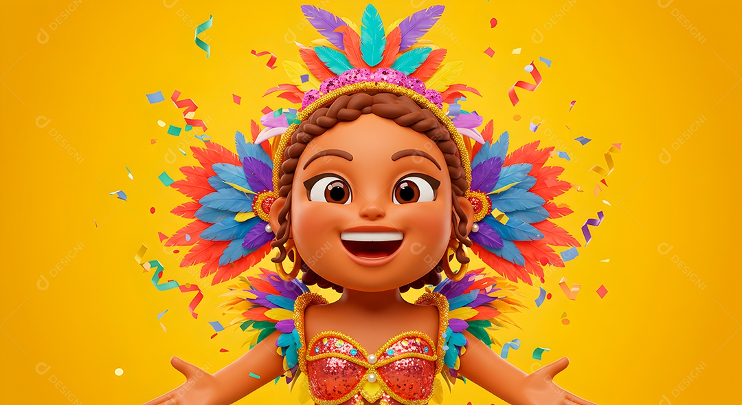 Emoji de carnaval em fundo amarelo