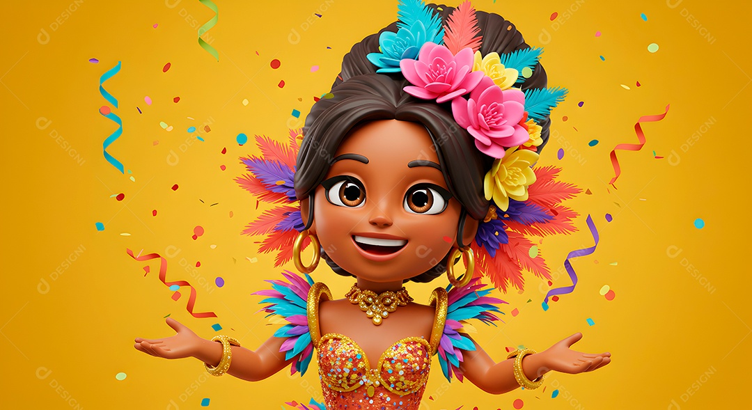 Emoji de carnaval em fundo amarelo