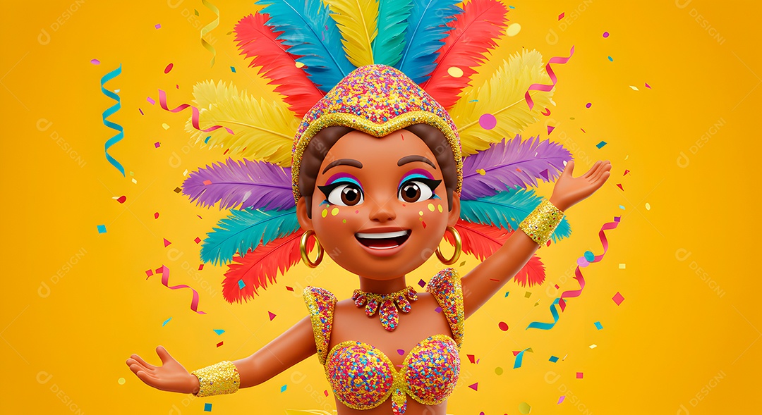 Emoji de carnaval em fundo amarelo