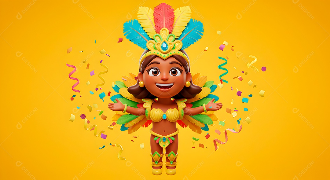 Emoji de carnaval em fundo amarelo