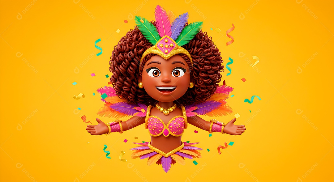 Emoji de carnaval em fundo amarelo