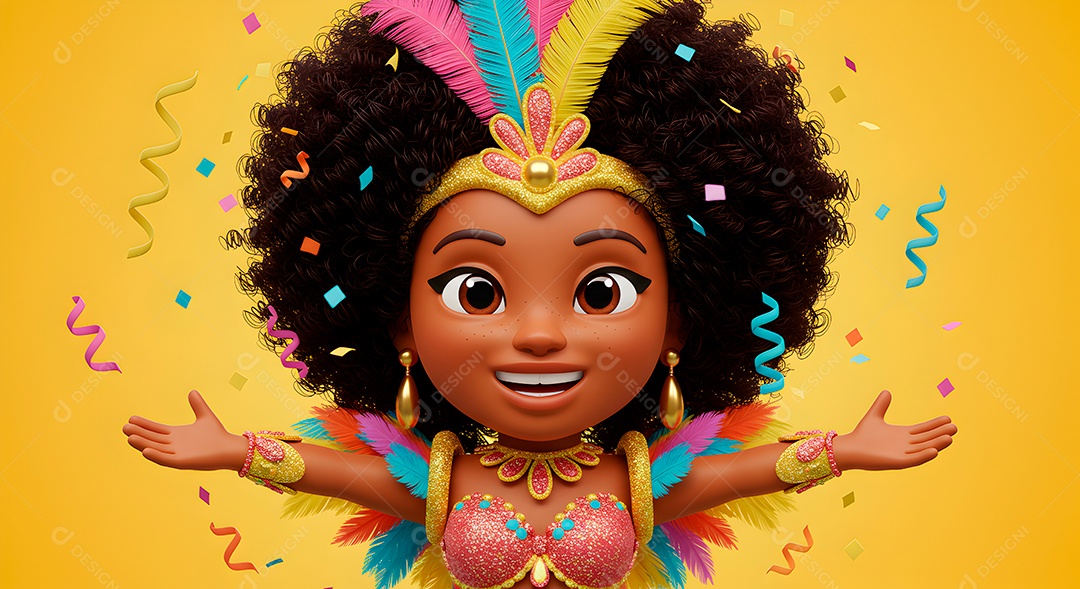 Emoji de carnaval em fundo amarelo