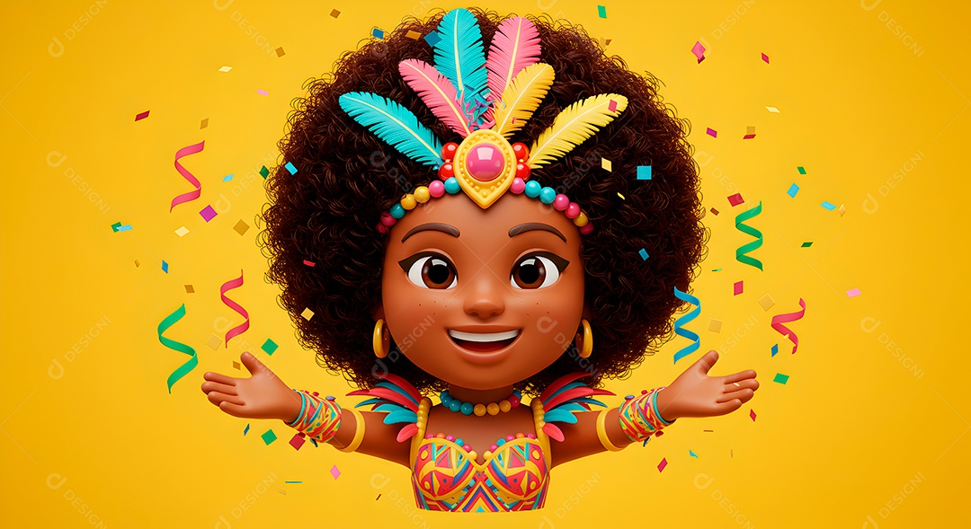 Emoji de carnaval em fundo amarelo